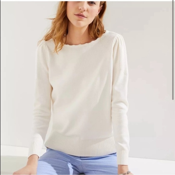 Green scalloped edge sweater from loft - Picture 4 of 4